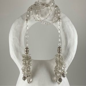 New Faceted Clear Crystal Long Lariat Necklace